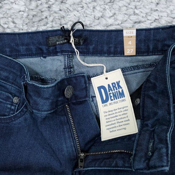 Prana Kara Rolled Skinny Jeans Indigo Blue Size 4 27 Stretch Cuffed Low Rise - Picture 4 of 12
